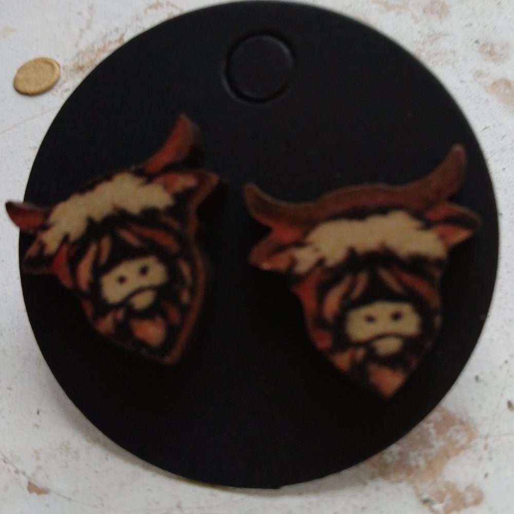 Highlander Cow Stud Earrings